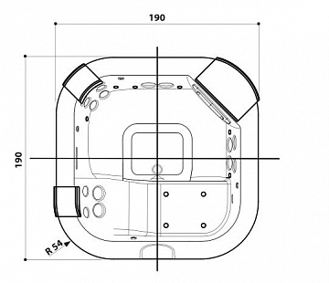 СПА бассейн Jacuzzi Italian Design Delfi Pro 190x190x80 см чаша Ocean Blue обшивка Дуб рифленый (с нагревателем 3 кВт)